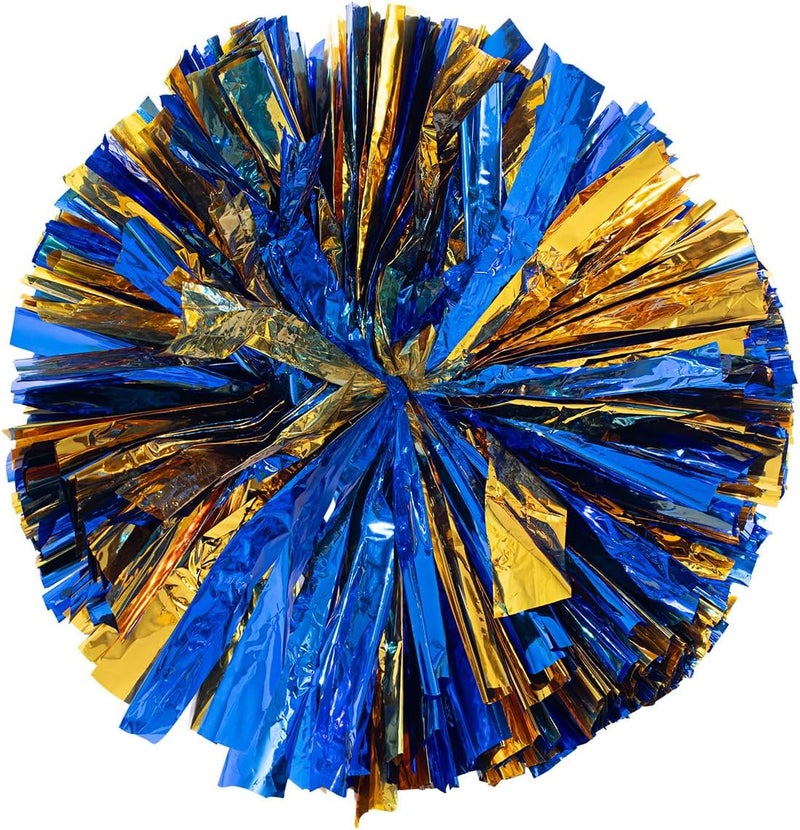 Anderson's Metallic Blue & Gold Foil Baton School Spirit Shakers, Cheerleader Pom Poms, Football, Basketball, Homecoming Squad, Team, Party, Dance, Club, Performance, Fan Celebration Pack of 2 - Image 1